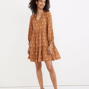 Madewell Medium Tiered Mini Dress in Bloom Dot | Size Medium